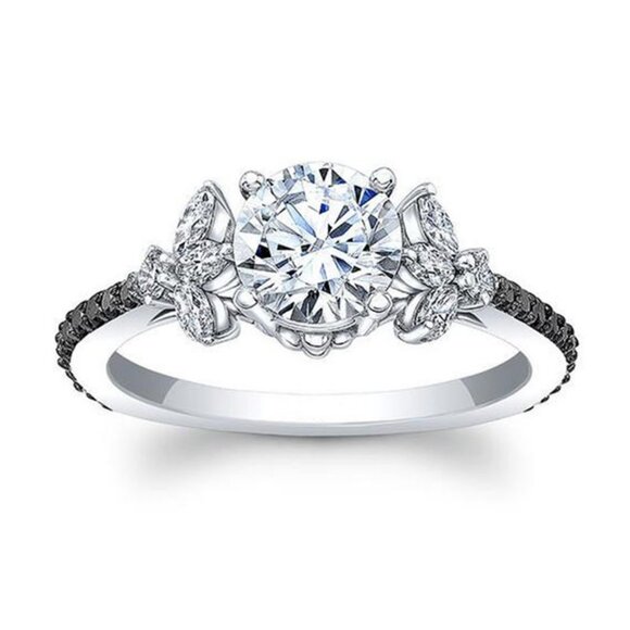 🎁Dainty Diamond Flower Leaf Beautiful Carved Rings for Women, EVGG1531 - Picture 1 of 5